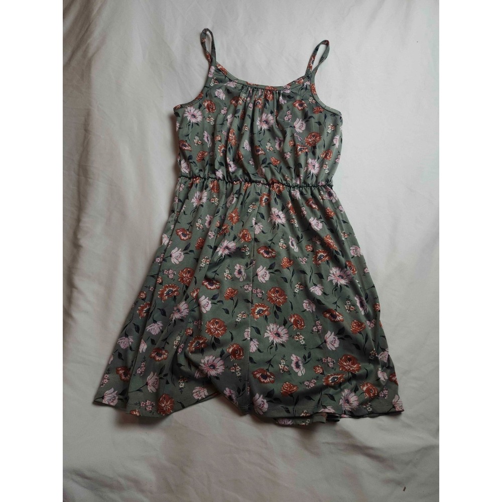 Beautees Floral Dress Girls Size 12 Green Sleeveless Mini A Line Casual Summer